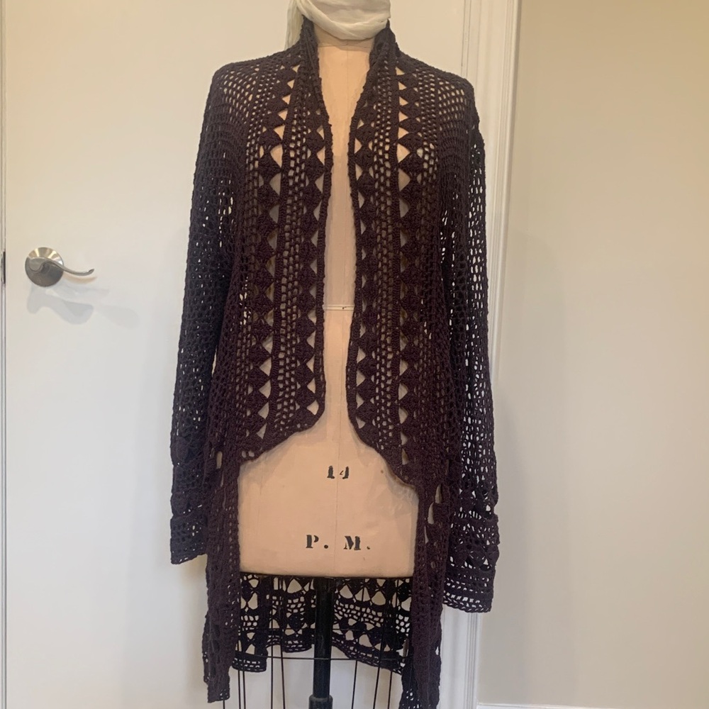 Free People Purple Crochet Cardigan
